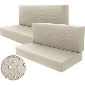 Buryeah Dinette Cushion Covers, 2 Sets Stretch Fit RV Sofa Cover for Bench, Furniture Protector, Waterproof, Beige, Polyester