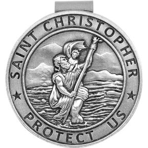 Aleiport Saint Christopher Car Visor Clip, St. Christopher Medal for Car Visor Accessories, Bless Driving Safety Religious Gift for Drivers Families and Friends