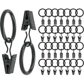 Drapery Curtain Rings with Clips (35, 1.2 Inch)