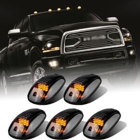 5x Cab Lights LED Rooftop Cab Marker Lights Roof Top Clearance Light, Amber Lens Amber Light Roof Running Lights Compatible with Pickups Trucks Ford Dodge Ram GMC Toyota Vans SUV POV Vehicle
