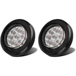 Partsam 2Pcs 2" Amber 9LED Marker Clearance Lights, Flush Mount, wiht Grommet and Pigtail, Clear Lens, 2 inch round led trailer lights