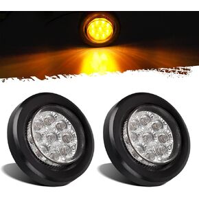 Partsam 2 قطعة 2 بوصة مصابيح إزالة علامة 9LED كهرمانية، حامل متدفق، مع حلقة معدنية وضفيرة، عدسة شفافة، مصابيح مقطورة دائرية مقاس 2 بوصة in Kuwait