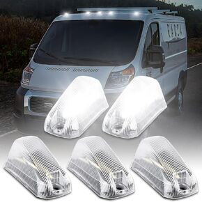 POPMOTORZ 5pcs LED سقف الكابينة ضوء أبيض سقف أعلى التخليص أضواء، ضوء علامة الكابينة لعام 2014-2020 دودج رام PROMASTER 1500 2500 3500 أضواء تشغيل السقف، شاحنات بيك اب