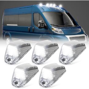5PCS LED Cab Roof Lights Replacement for 2003-2018 Ram 1500 2500 3500/2011-2018 Ram 4500 5500 White Cab Clearance Lights for Truck Clear Lens Roof Top Running Lights