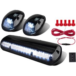 LIMICAR 3X Smoked Cover Cab Roof Top Marker Running Lamps Amber 30 LED Lights Compatible w/ 2002-2007 Chevrolet Silverado/GMC Sierra 1500 1500HD 2500 2500HD 3500 Trucks LED Light Machines