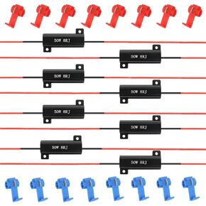 مقاومات تحميل ENLOZURE 50 وات 6ohm لإصلاح أضواء LED سريعة فرط فلاش بدوره إشارة وميض رمز الخطأ - مقاوم Led أسود 8 قطع in Kuwait