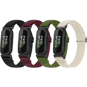 4 قطع من الأربطة المتوافقة مع Fitbit Inspire 3/Inspire 2/Inspire/Inspire HR/Ace 3/Ace 2، أشرطة مرنة قابلة للتعديل من النايلون، سوار معصم رياضي قابل للتمدد للنساء والرجال والأطفال