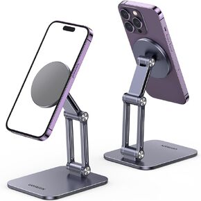 حامل هاتف مغناطيسي من UGREEN متوافق مع حامل iPhone MagSafe للمكتب، تصميم مريح قابل للتعديل، حامل هاتف محمول من الألومنيوم متوافق مع iPhone 15 14 13 12 Pro Max وحافظة MagSafe، رمادي