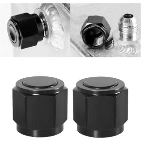 6AN Female Flare Cap Block Off Fitting Plug, 2PCS Aluminum Swivel Hex Head Nut Port Adapter, Automotive Modification Accessories for Fuel Oil Line