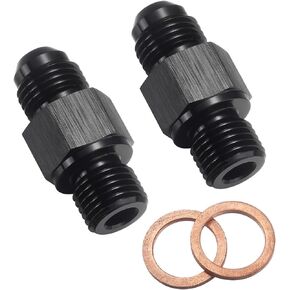 Podavelle 6AN Male Flare to 1/4 NPSM Transmission Cooler Adapter Fitting Aluminum Black Fits TH350 TH400 4L60E 700R4 200-4R TR6060 AOD 4R100 4R70W C5, Pack of 2