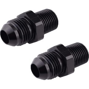 6AN Male Flare to 1/4" NPT Pipe Fitting Adapter, 2pcs Aluminum Straight 6AN to 1/4 NPT Adapter for Automotive Replacement Fuel System Fittings. (Black)