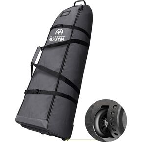 OutdoorMaster Padded Golf Travel Bag with Reinforced Wheels, 900D Heavy Duty Oxford Wear-Resistant and Waterproof Golf Travel Case, Soft-Sided Golf Club Bag