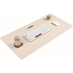 NODITO Dual-Sided Leather Desk Pad,Blotter for Laptop Computer,Mouse Pad,Writing,Drawing,Arts and Craft Mat (17"x35", Beige/Brown)