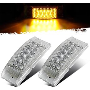 Partsam 2pcs 6 inch Amber 20 LED Marker Lights Turn Signal Light, Sealed 6x2 Rectangular Rectangle Front Side Clearance lights for Semi Truck Trailer Camper RV Golf Cart, 3 Wires, 12V