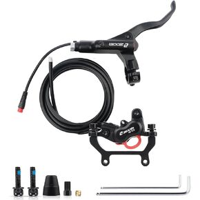 مجموعة فرامل القرص الهيدروليكي Ebike: مجموعة فرامل الدراجة الكهربائية ذات 4 مكابس H876E مع مستشعر 2-PIN متضمنة دوارات 160 مم / 180 مم ومحول تركيب