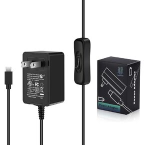 [5V 3A UL Listed] iUniker Power Supply for Raspberry Pi 3, Power Supply for Raspberry Pi MicroUSB Power Supply with on/Off Switch Compatible with Raspberry Pi 3/ 3b+/ Zero/Zero 2w