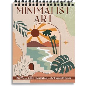 Minimalist Art Coloring Book Spiral Bound with Basic Abstract Design Aesthetic Shapes Simplicity Styles Hardcover Adult Color Pages for Women Seniors Girls to Relax Relieve Stress