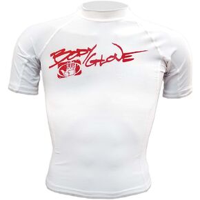 قميص Body Glove Juniors قصير الذراع من الليكرا للحماية من الطفح الجلدي (أبيض/أحمر، 6) in Kuwait