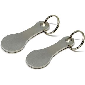 Fusiontec Mini Aluminum Alloy Key Ring Shopping Trolley Tokens - Small Aldi Quarter Holder Keychain for Grocery Shopping Cart, 2 Pcs Silvery