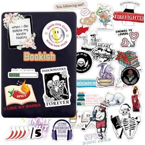 100Pcs Book Stickers for Kindle Laptop, Bookish Reading Booktok Aesthetic Stickers, Spicy Fantasy Journal Book Stickers for Adult Clear Case, Bookish Book Lover Gifts Accessories