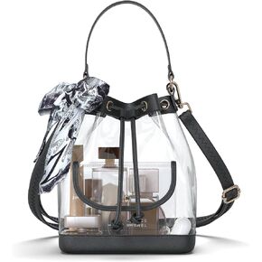 Missnine Clear Bag for Stadium Approved, Clear Crossbody Bucket Bag Transparent PVC Purse for Women, Concert Stadium Events in Kuwait