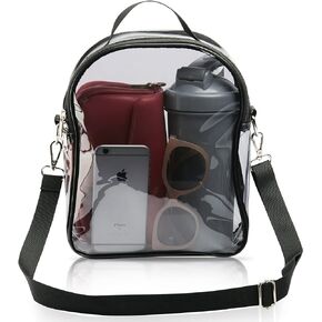 Clear crossbody bag stadium approved men and women for festivals arenas and sporting events, Black