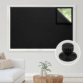 HOMEIDEAS 100% Portable Blackout Curtains for Baby Blackout Shades with Suction Cups for Nursery Kid's Travel Use, Temporary Window Cover Blackout Blinds for Bedroom, Black, W50 X L78