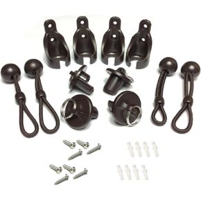 Set of 2 Replacement Shade Parts Bungee End Cap Kit Brown for Coolaroo Exterior Cordless Roller Shades Outdoor Blinds