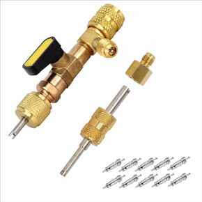 Valve Core Remover Tool Kit, Air Conditioner,Refrigerant Charging Valve, Adapter 5/16 Inches SAE Female to 1/4 Inches SAE Male Flare,Compatible with R22 R12 R407 R410 R404 R32 R600 A/C