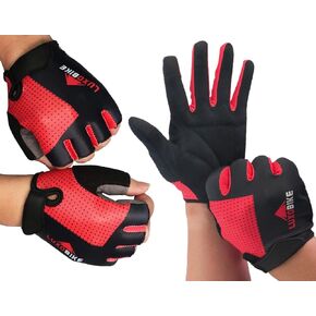 Red - Size Medium - 2 Pair - Half and Full Finger Cycling Gloves Bundle