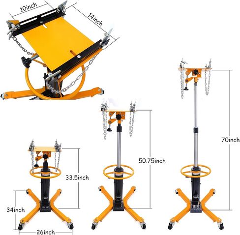 HTTMT- 33" to 70" Professional Hydraulic Transmission Jack 1100 lbs/ 0.5 Ton 2 Stage for Car Lift [P/N: ET-CAR-FIX004-0.5T-Yellow] in Saudi Arabia