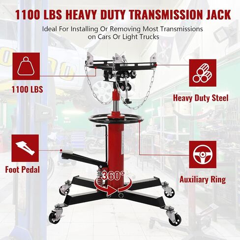 Garvee Transmission Jack, (1/2 Ton)1100 lbs Capacity 2 Stage Adjustable Hydraulic Telescopic Transmission Jack with Foot Pedal, 33.5"-69" High Lift and 360° Swivel Wheel, Garage/Shop Lift Hoist, Blue in Saudi Arabia
