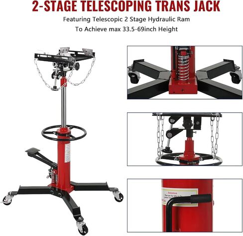 Garvee Transmission Jack, (1/2 Ton)1100 lbs Capacity 2 Stage Adjustable Hydraulic Telescopic Transmission Jack with Foot Pedal, 33.5"-69" High Lift and 360° Swivel Wheel, Garage/Shop Lift Hoist, Blue in Saudi Arabia