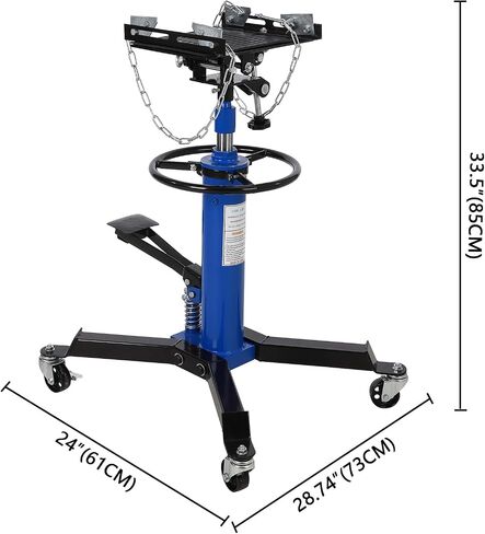 Garvee Transmission Jack, (1/2 Ton)1100 lbs Capacity 2 Stage Adjustable Hydraulic Telescopic Transmission Jack with Foot Pedal, 33.5"-69" High Lift and 360° Swivel Wheel, Garage/Shop Lift Hoist, Blue in Saudi Arabia