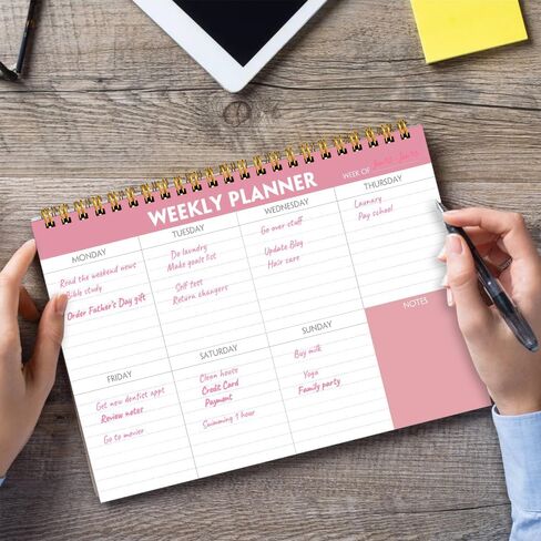 مفكرة مخططة أسبوعية - 7 × 10 بوصة، مجلة تعقب العادات الأسبوعية للرجال والنساء، 52 ورقة، ورق 100 جرام في المتر المربع، مفكرة أسبوعية غير مؤرخة للقيام بحياتك، أزرق مخضر in Saudi Arabia