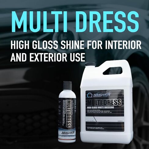 Nanoskin MULTI DRESS لجميع الأغراض 1 جالون - تلبيس داخلي وخارجي لتفاصيل السيارة | يعمل على الإطارات والفينيل والمطاط والبلاستيك والزخرفة | آمن للسيارات والشاحنات والدراجات النارية والمركبات الترفيهية والمزيد in Saudi Arabia