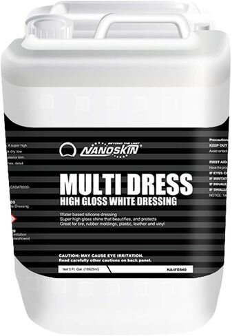 Nanoskin MULTI DRESS لجميع الأغراض 1 جالون - تلبيس داخلي وخارجي لتفاصيل السيارة | يعمل على الإطارات والفينيل والمطاط والبلاستيك والزخرفة | آمن للسيارات والشاحنات والدراجات النارية والمركبات الترفيهية والمزيد in Saudi Arabia