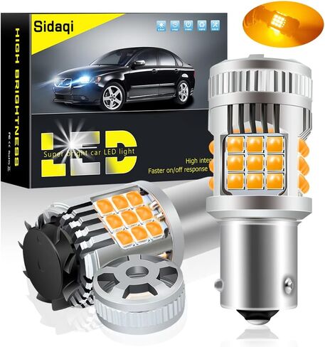 Sidaqi 1156 LED لمبة إشارة الانعطاف CANBUS خالية من الأخطاء 2640LM 600% فائقة السطوع 7507 PY21W BAU15S لمبة وامضة كهرمانية مدمجة في مقاوم مضاد لمروحة تبريد فلاش مفرطة (حزمة من 2) in Kuwait