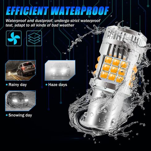 Sidaqi 1156 LED لمبة إشارة الانعطاف CANBUS خالية من الأخطاء 2640LM 600% فائقة السطوع 7507 PY21W BAU15S لمبة وامضة كهرمانية مدمجة في مقاوم مضاد لمروحة تبريد فلاش مفرطة (حزمة من 2) in Kuwait