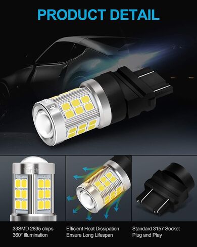Yorkim 1157 LED Bulb Amber, 1157 led turn signal bulb, 2357 led bulb 2057 7528 BAY15D Replacement for Turn Signal Blinker Lights Side Marker Lights, Amber Yellow, pack of 2 in Saudi Arabia