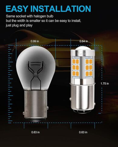 Yorkim 1157 LED Bulb Amber, 1157 led turn signal bulb, 2357 led bulb 2057 7528 BAY15D Replacement for Turn Signal Blinker Lights Side Marker Lights, Amber Yellow, pack of 2 in Saudi Arabia