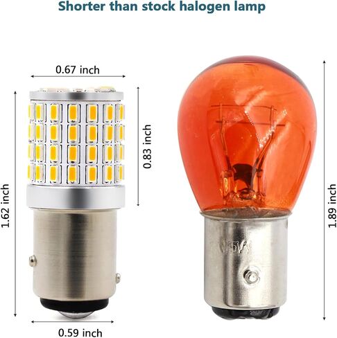 PHINLION 2057 1157 مصابيح LED برتقالية صفراء فائقة السطوع 3014 72-SMD 1034 2357 7528 لمبة LED لإشارة الانعطاف الوامضة لوقوف السيارات، أصفر كهرماني in Kuwait