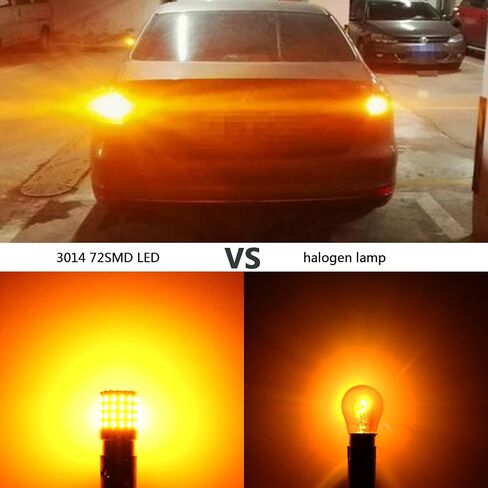 PHINLION 2057 1157 مصابيح LED برتقالية صفراء فائقة السطوع 3014 72-SMD 1034 2357 7528 لمبة LED لإشارة الانعطاف الوامضة لوقوف السيارات، أصفر كهرماني in Kuwait