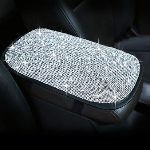 OTOSTAR Bling Bling Car Armrest Cover Luster Crystal Car Center Console Cover Protector Universal Auto Arm Rest Cushion Pads Car Interior Decor Accessories (Red) in Saudi Arabia