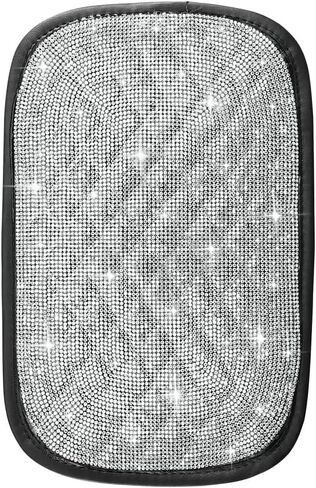 SAVORI Bling Car Armrest Cover Diamond Rhinestone Auto Center Console Cover Protector Arm Rest Cushion Pads Universal Bling Car Accessories for Women Girl Cute Vehicle Interior Decor (White) in Saudi Arabia
