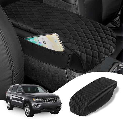 مناسب حسب الطلب لتغطية وحدة التحكم المركزية 2011-2021 Jeep Grand Cherokee غطاء مسند الذراع وسادة وحدة التحكم المركزية الملحقات الداخلية مسند ذراع السيارة غطاء صندوق المقعد مع جيوب حقيبة تخزين in Kuwait