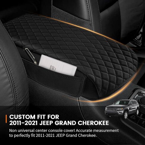 مناسب حسب الطلب لتغطية وحدة التحكم المركزية 2011-2021 Jeep Grand Cherokee غطاء مسند الذراع وسادة وحدة التحكم المركزية الملحقات الداخلية مسند ذراع السيارة غطاء صندوق المقعد مع جيوب حقيبة تخزين in Kuwait