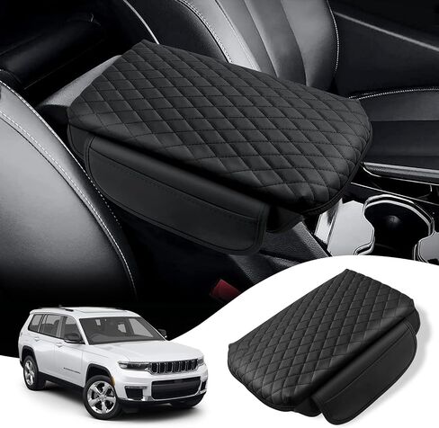 مناسب حسب الطلب لتغطية وحدة التحكم المركزية 2011-2021 Jeep Grand Cherokee غطاء مسند الذراع وسادة وحدة التحكم المركزية الملحقات الداخلية مسند ذراع السيارة غطاء صندوق المقعد مع جيوب حقيبة تخزين in Kuwait