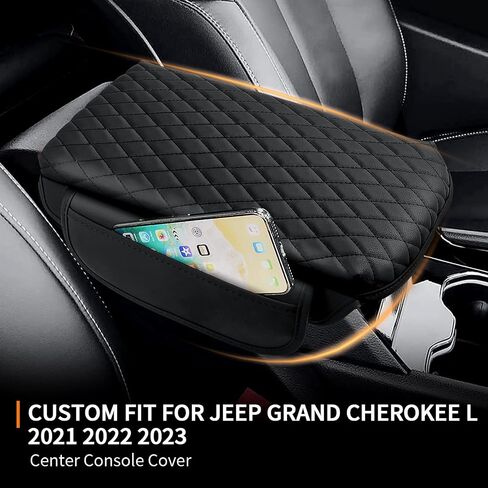 مناسب حسب الطلب لتغطية وحدة التحكم المركزية 2011-2021 Jeep Grand Cherokee غطاء مسند الذراع وسادة وحدة التحكم المركزية الملحقات الداخلية مسند ذراع السيارة غطاء صندوق المقعد مع جيوب حقيبة تخزين in Kuwait