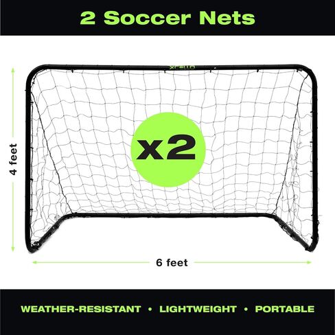 مجموعة شبكة كرة قدم مقاس 4 × 6 بوصات - تتضمن شبكتين سهلتين التجميع - باللون الأسود in Kuwait